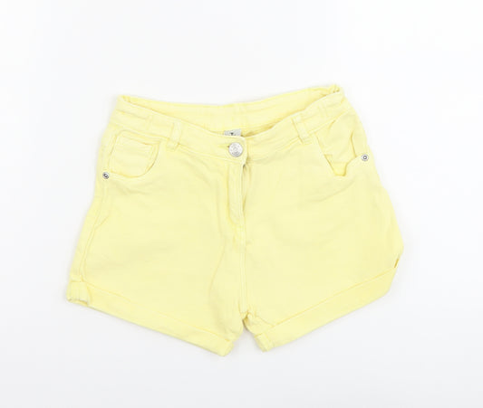 TU Girls Yellow Cotton Mom Shorts Size 12 Years Regular Zip