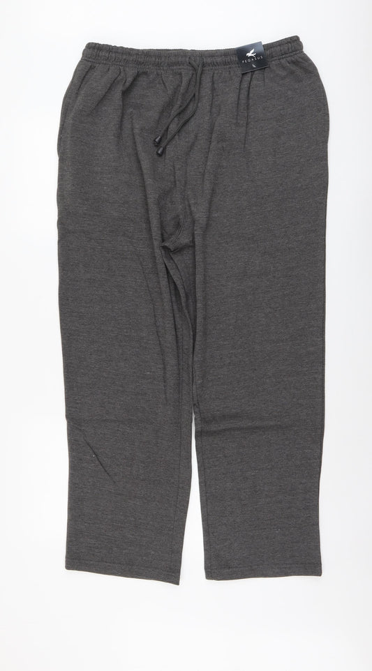 Pegasus Mens Grey Cotton Sweatpants Trousers Size XL L28 in Regular Drawstring
