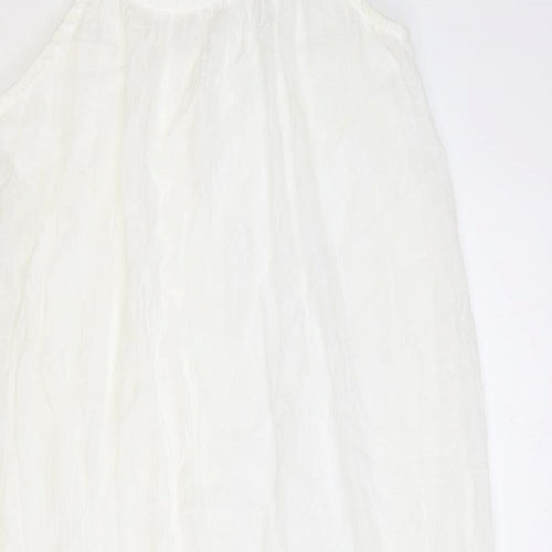 Rebellion Womens White Polyester Slip Dress Size S Scoop Neck Pullover