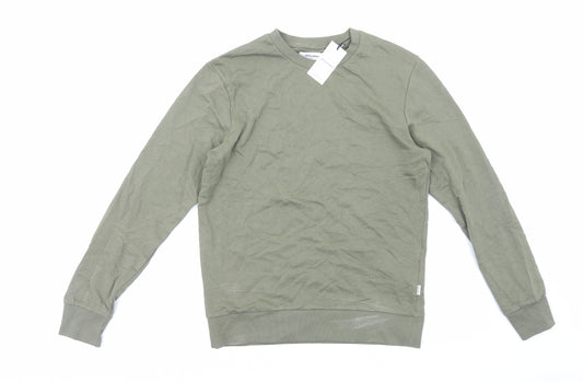 JACK & JONES Mens Green Cotton Pullover Sweatshirt Size S
