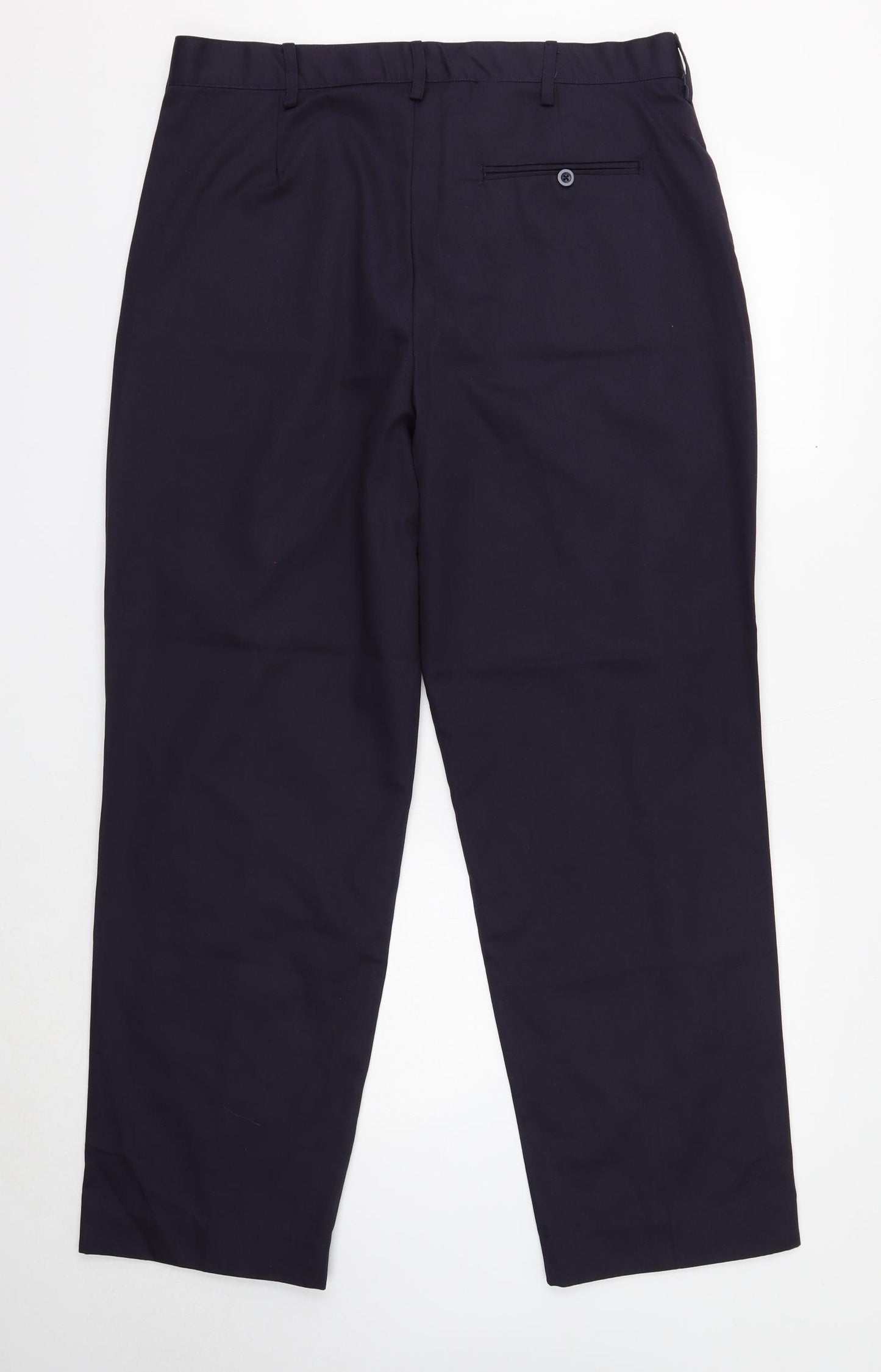 Double TWO Mens Blue Polyester Dress Pants Trousers Size 38 in Regular Zip