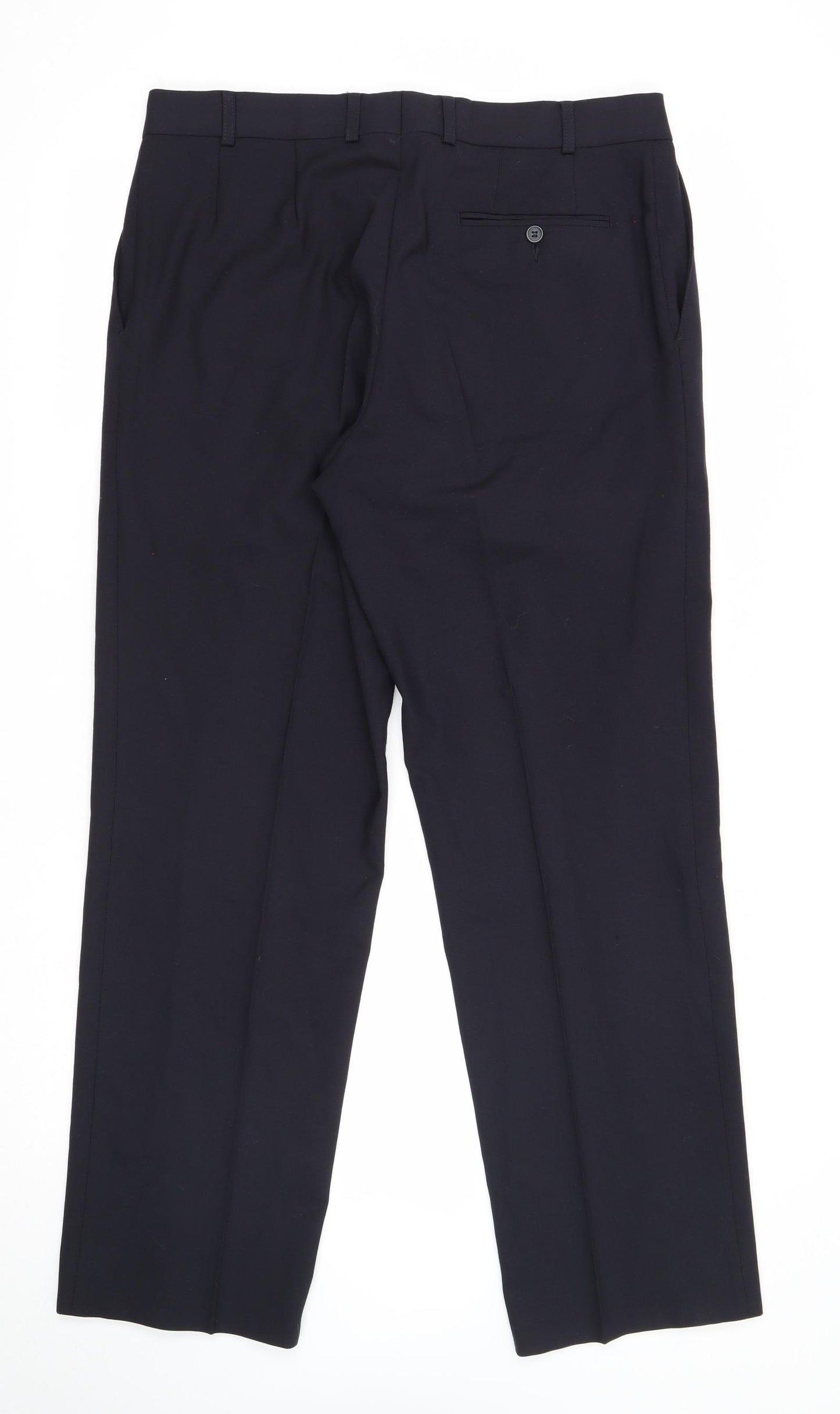Preworn Mens Blue Polyester Dress Pants Trousers Size 36 in L32 in Regular Zip