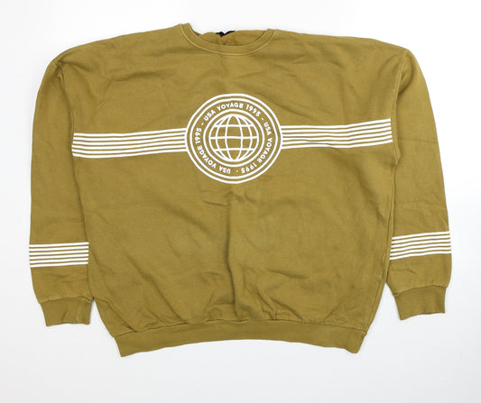 Pull&Bear Mens Brown Cotton Pullover Sweatshirt Size M - USA Voyage 1995