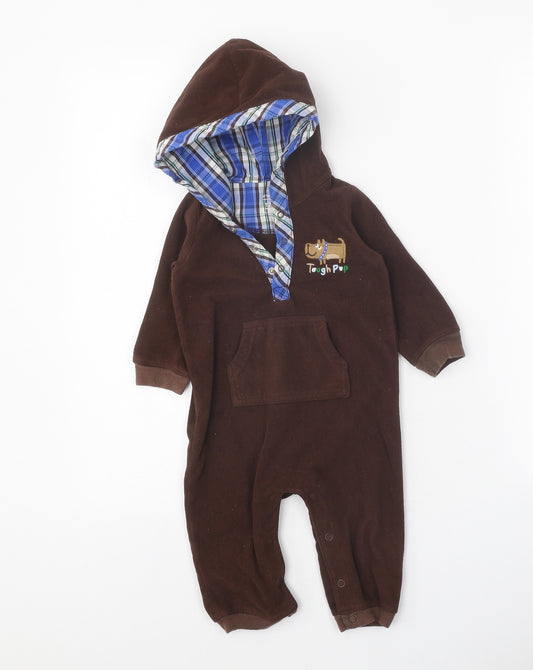 Carter's Brown Geometric 100% Cotton Romper One-Piece Size 12 Months Snap