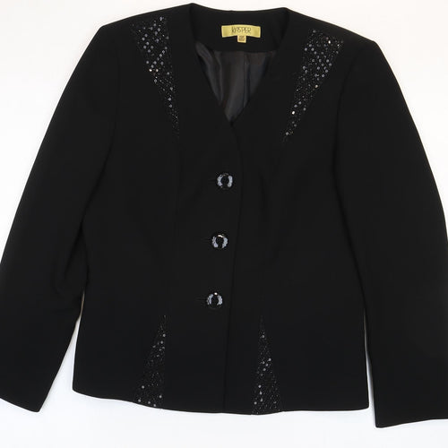 Kasper Womens Black Polyester Jacket Suit Jacket Size 10 - Sequin