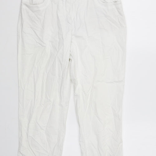 Steilmann Womens White Cotton Trousers Size 12 L24 in Regular Button