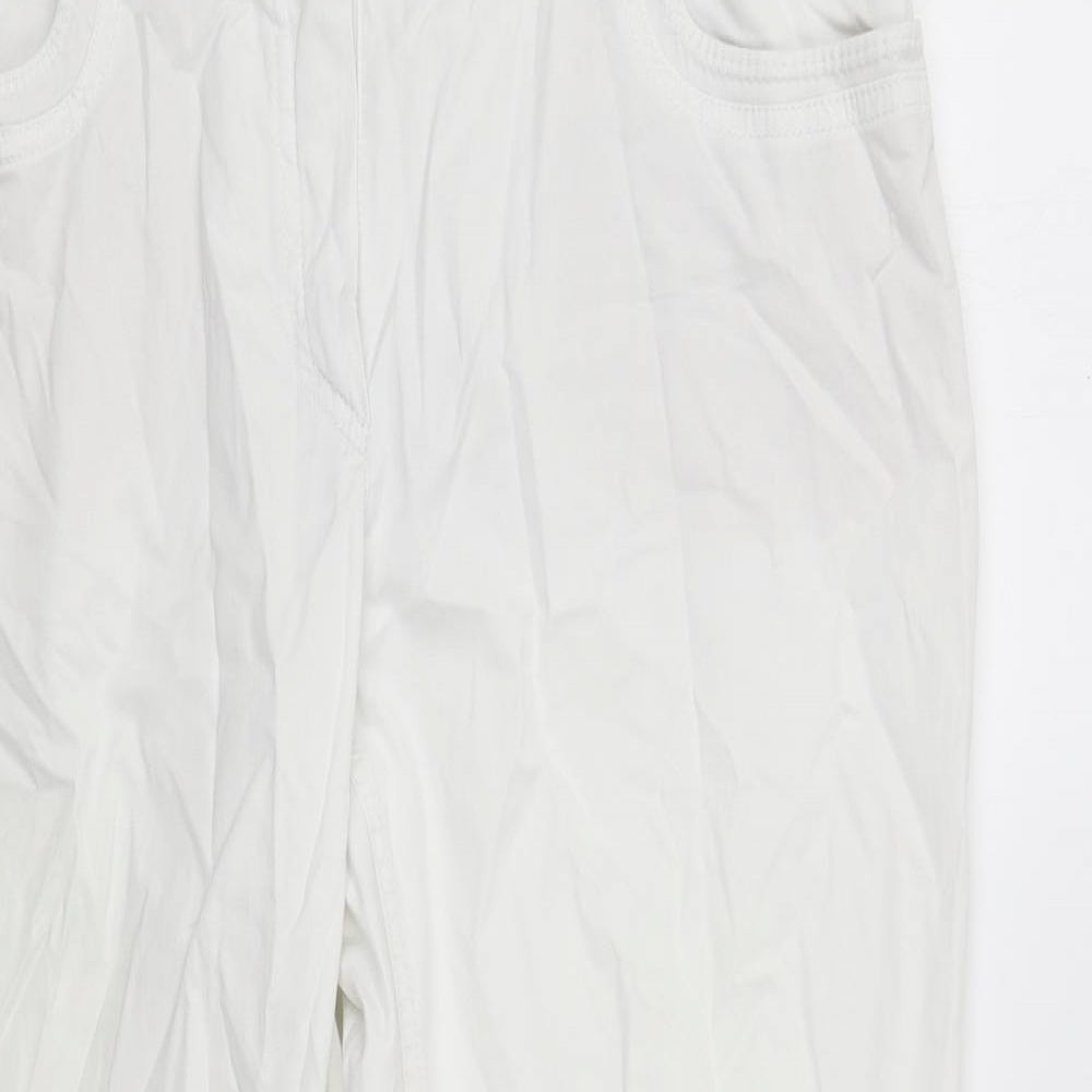 Steilmann Womens White Cotton Trousers Size 12 L24 in Regular Button