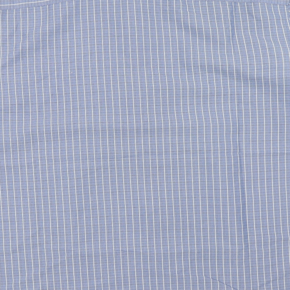 Marks and Spencer Mens Blue Striped Cotton Button-Up Size XL Collared Button
