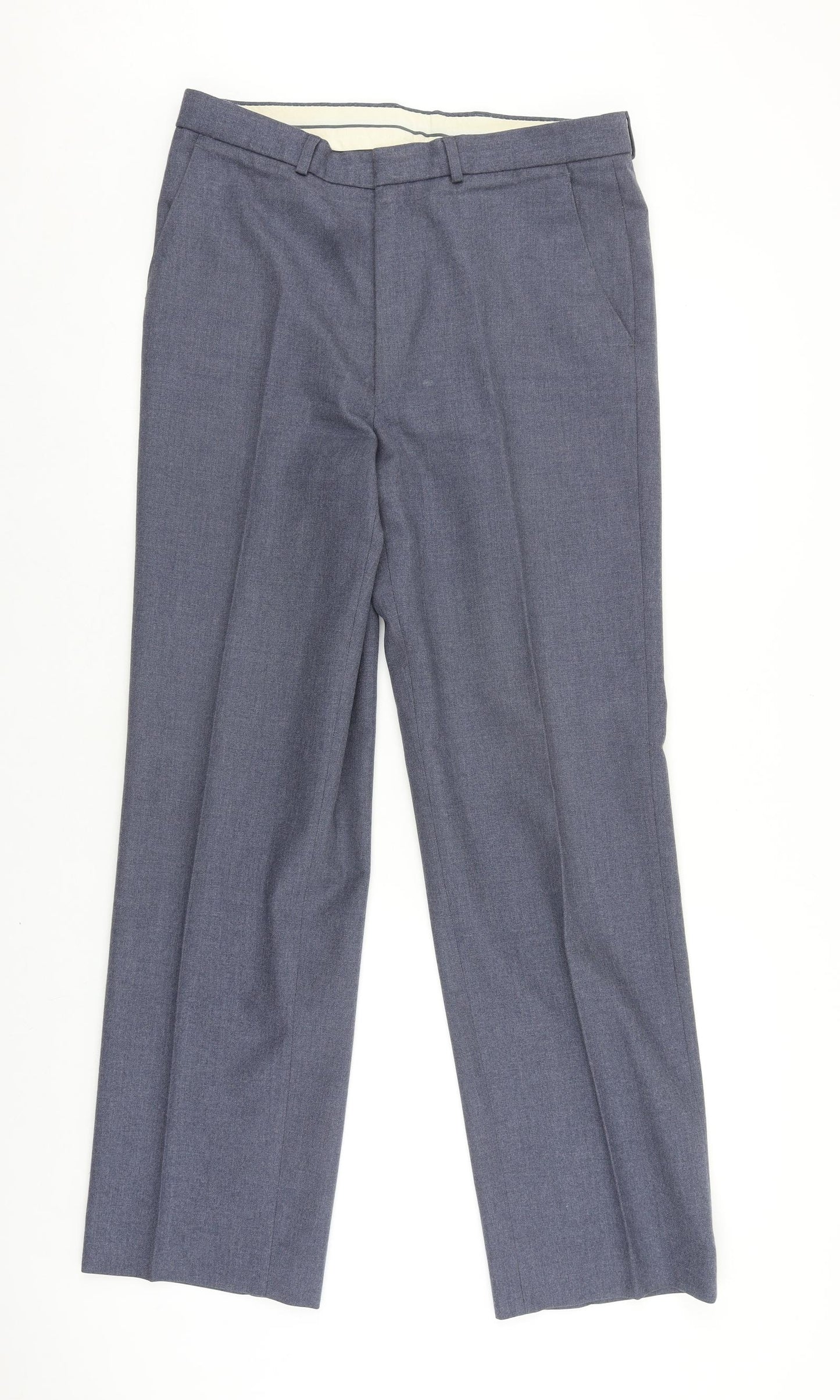 St Michaels Mens Blue Polyester Dress Pants Trousers Size 34 in L33 in Regular Zip