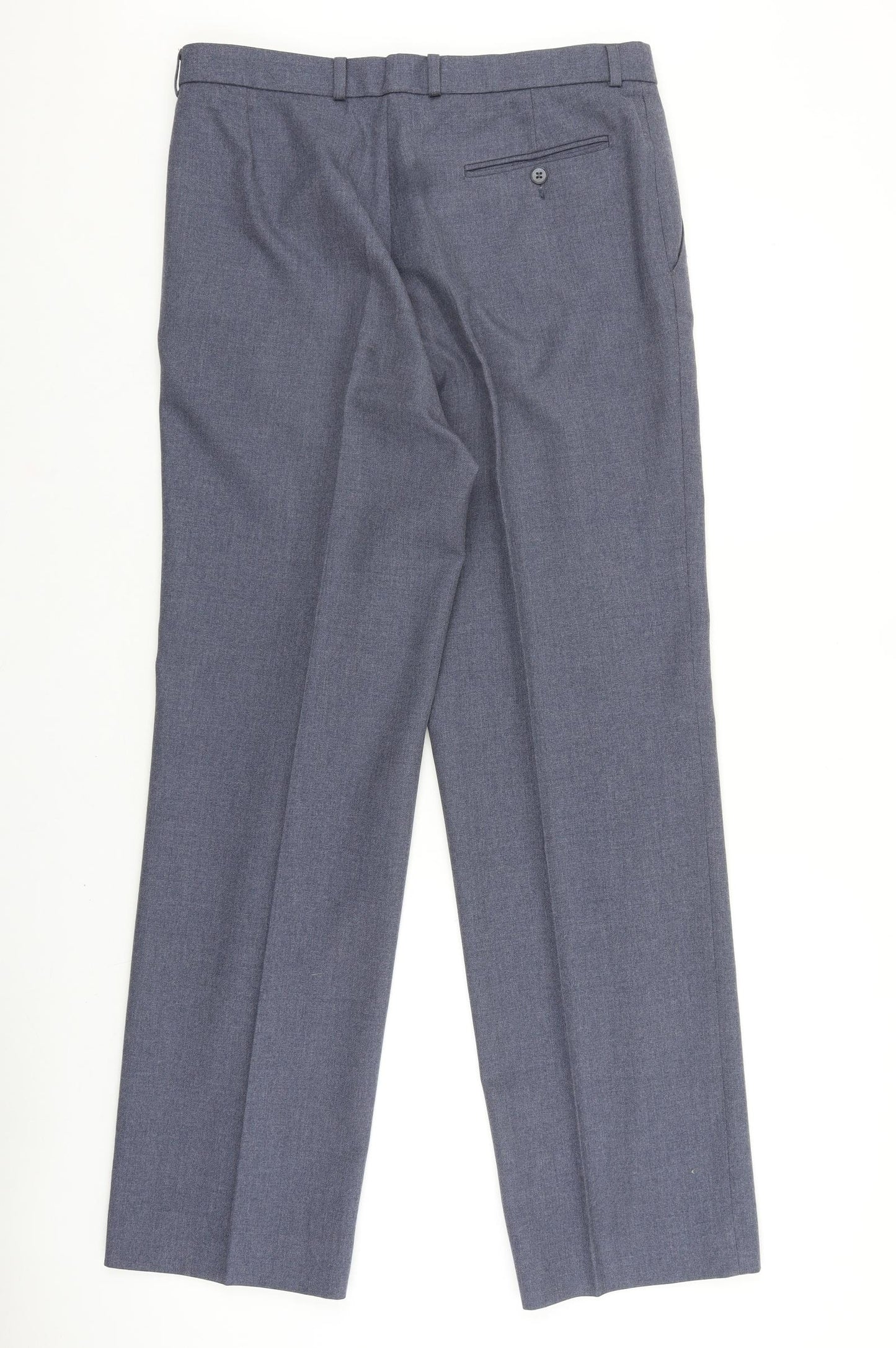 St Michaels Mens Blue Polyester Dress Pants Trousers Size 34 in L33 in Regular Zip