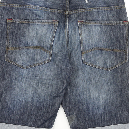 DENIMCO Mens Blue Cotton Biker Shorts Size 30 in L11 in Regular Zip