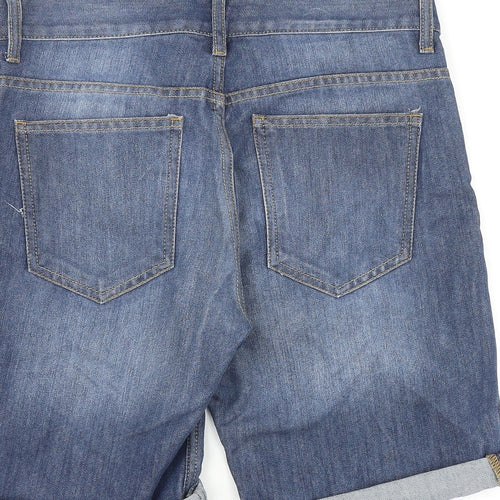 DENIMCO Mens Black Cotton Biker Shorts Size 30 in L8 in Regular Zip