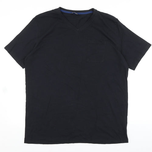 Avenue Mens Black Cotton T-Shirt Size XL V-Neck