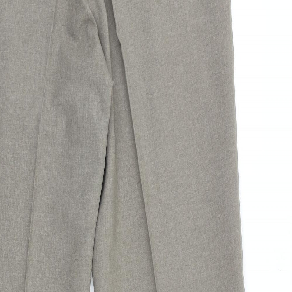 Marks and Spencer Mens Brown Polyester Dress Pants Trousers Size 34 in L33 in Regular Zip