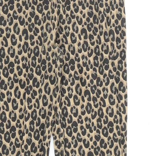 Marks and Spencer Girls Brown Animal Print 100% Cotton Jogger Trousers Size 12-13 Years Regular Pullover