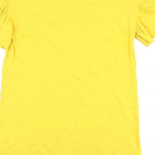 Marks and Spencer Girls Yellow 100% Cotton T-Shirt Dress Size 12-13 Years Round Neck Pullover