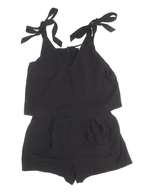 H&M Womens Black Polyester Playsuit One-Piece Size 10 Zip
