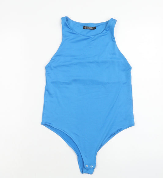 Dunnes Stores Womens Blue Polyester Bodysuit One-Piece Size S Snap