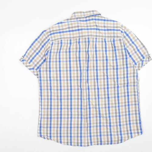 SANDSTONE Mens Multicoloured Check Cotton Button-Up Size XL Collared Button