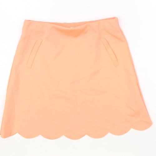 River Island Girls Orange Polyester A-Line Skirt Size 11-12 Years Regular Pull On - Scallop Hem