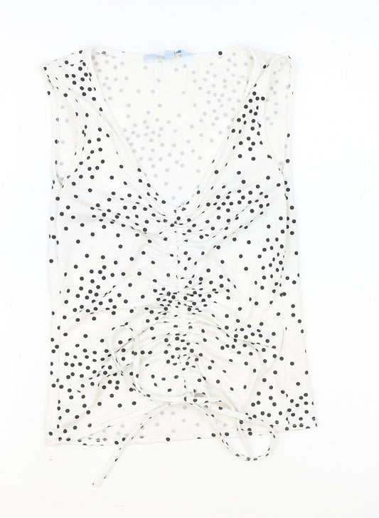 Atmosphere Womens White Geometric Polyester Basic Blouse Size 10 V-Neck