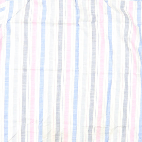Marks and Spencer Mens White Striped Cotton Button-Up Size L Collared Button
