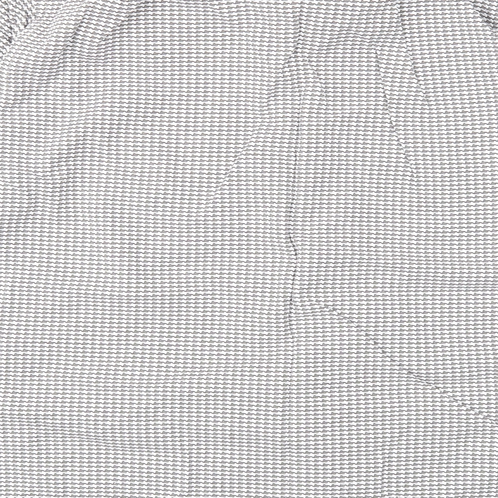 Collezione Mens White Geometric Cotton Button-Up Size L Collared Button - Houndstooth