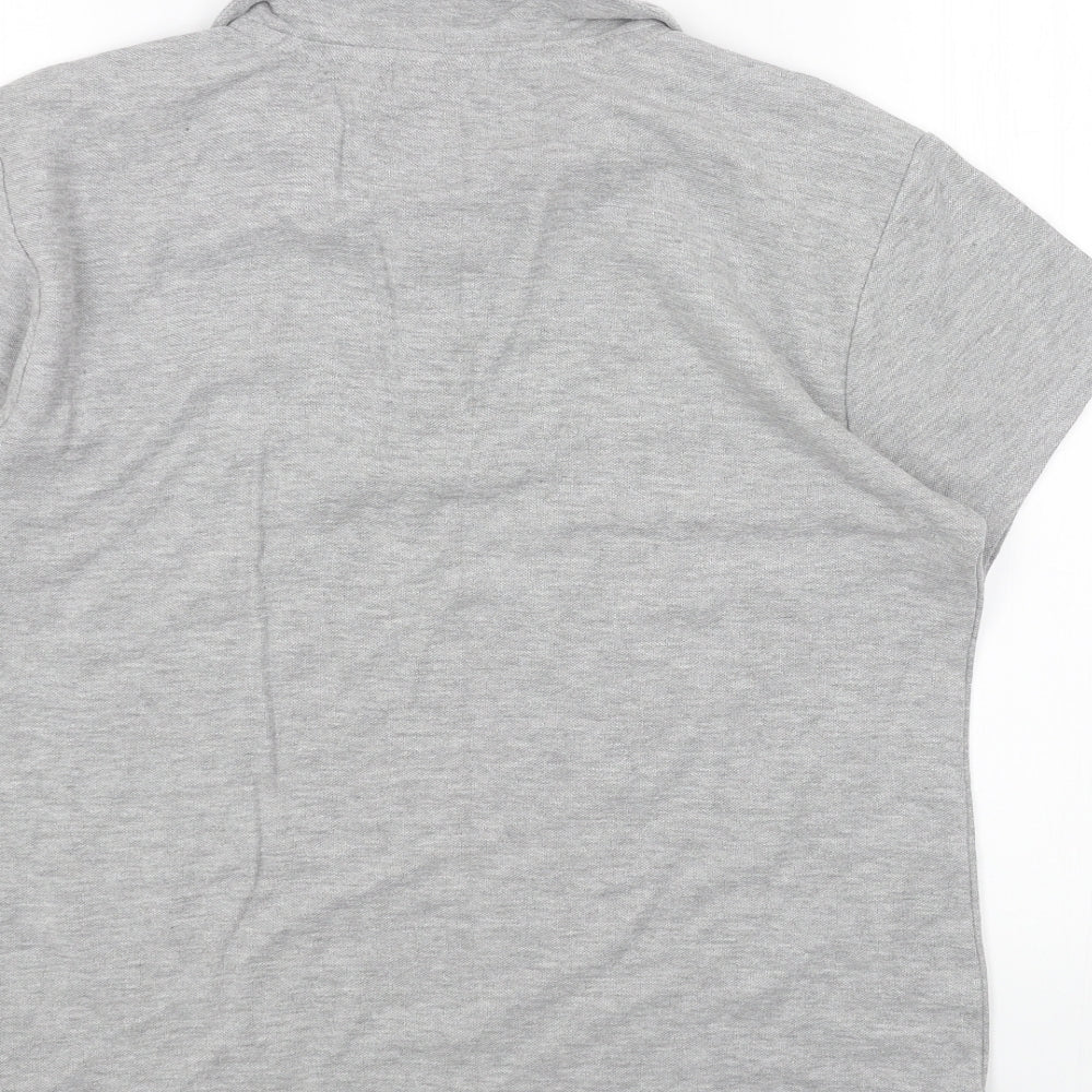 LA Gear Womens Grey Cotton Basic T-Shirt Size 14 V-Neck