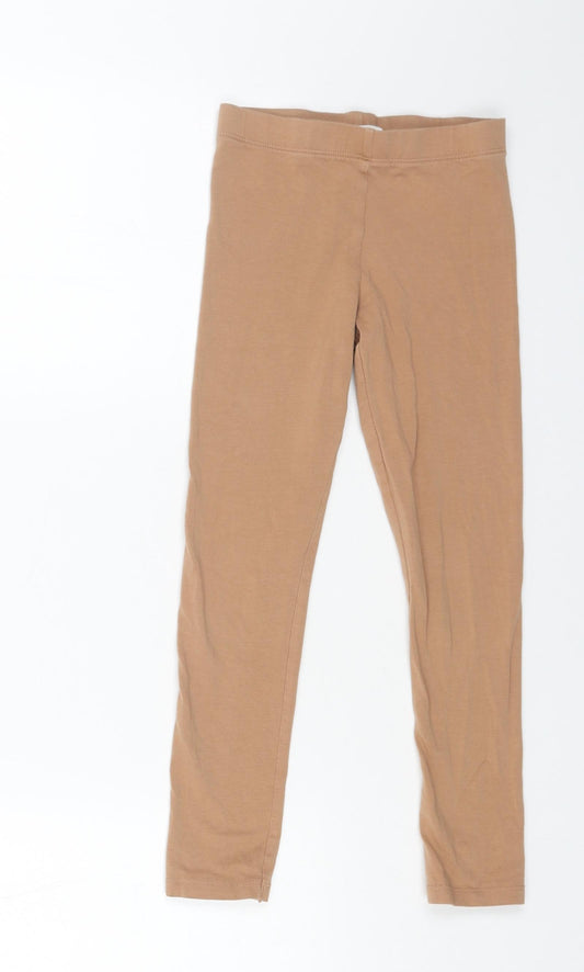 H&M Girls Beige Cotton Jogger Trousers Size 7-8 Years Regular Pullover