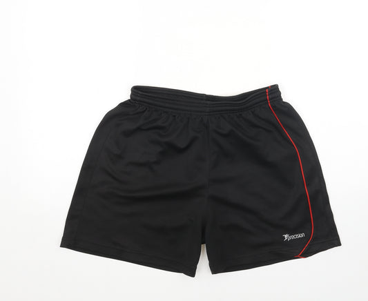 Precision Boys Black Polyurethane Sweat Shorts Size L Regular Drawstring