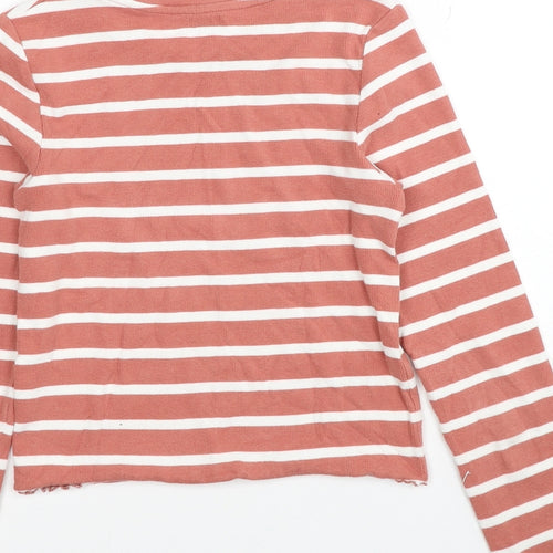 Nutmeg Boys Pink Round Neck Striped Cotton Pullover Jumper Size 11-12 Years Pullover