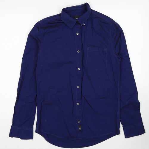 Burton Mens Blue Polyester Button-Up Size S Collared Button