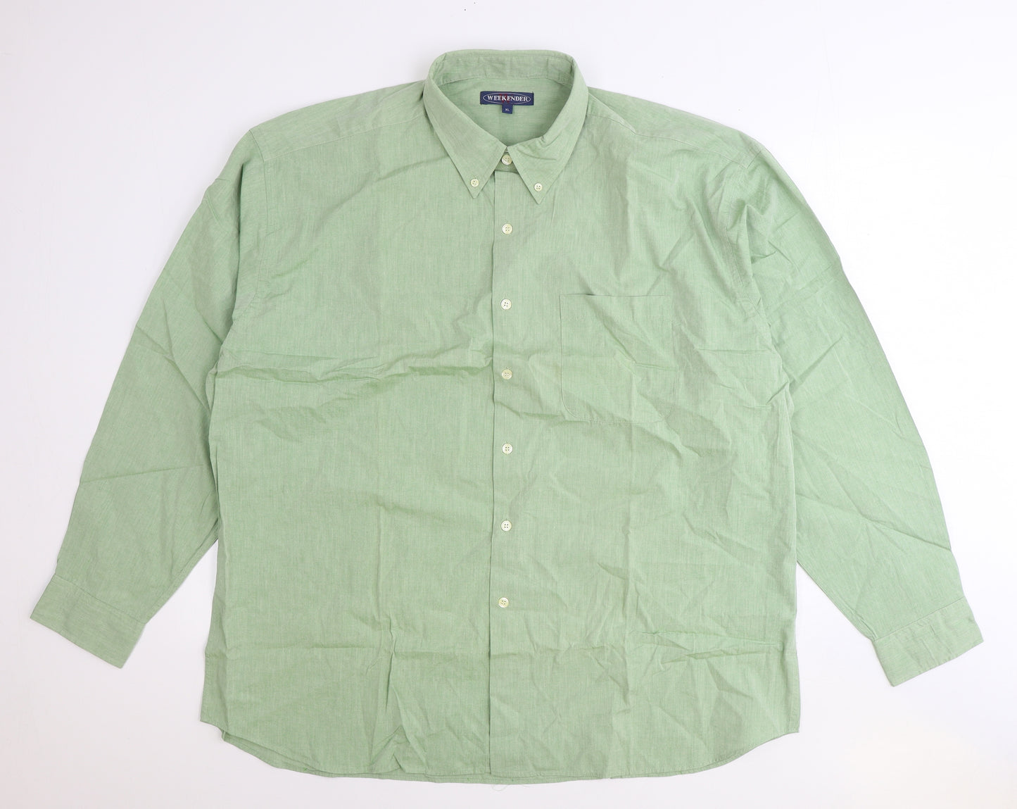 Weekender Mens Green Cotton Button-Up Size XL Collared Button
