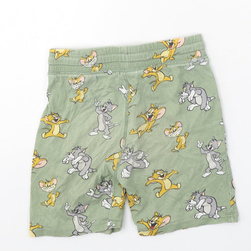 H&M Boys Green Geometric 100% Cotton Sweat Shorts Size 5-6 Years Regular Drawstring - Tom & Jerry