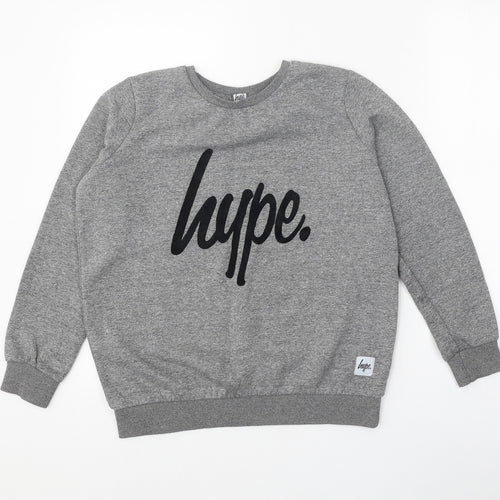 Hype Boys Grey Cotton Pullover Sweatshirt Size 13 Years Pullover