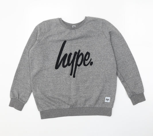 Hype Boys Grey Cotton Pullover Sweatshirt Size 13 Years Pullover