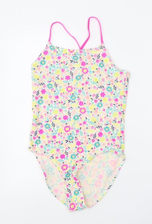 TU Girls Multicoloured Floral Polyamide Bodysuit One-Piece Size 14 Years Pullover - Swimsuit