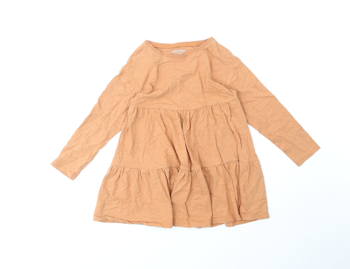 John Lewis Girls Orange Cotton T-Shirt Dress Size 7 Years Round Neck Pullover