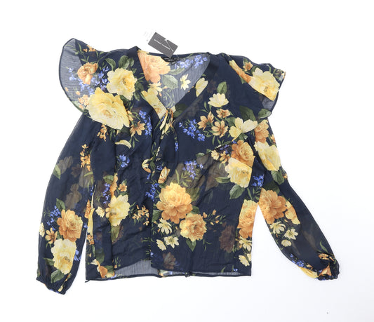 Dorothy Perkins Womens Multicoloured Floral Polyester Basic Blouse Size 16 V-Neck