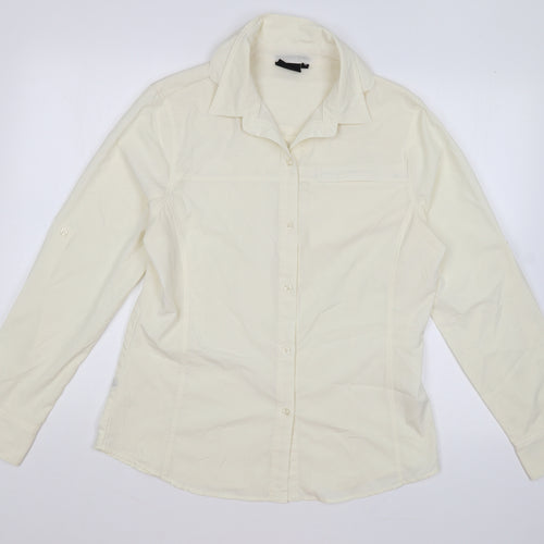 Crane Womens Beige Polyester Basic Button-Up Size 12 Collared