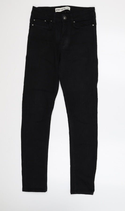 New Look Mens Black Cotton Skinny Jeans Size 30 in L32 in Regular Button