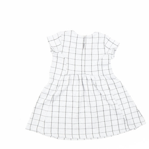 St Bernard Girls Grey Plaid Polyester A-Line Size 6 Years Round Neck Button