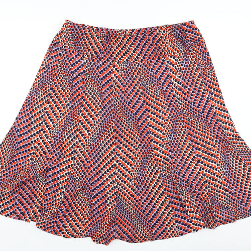 Nightingales Womens Multicoloured Geometric Viscose Skater Skirt Size 34 in