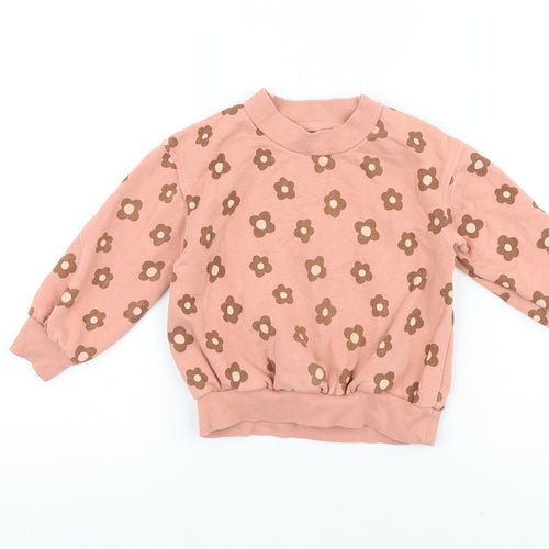 George Girls Pink Floral 100% Cotton Pullover Sweatshirt Size 2-3 Years Pullover