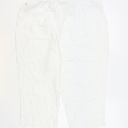 Comfort Plus Womens Ivory Linen Cropped Trousers Size 18 Regular