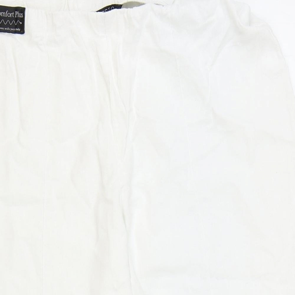 Comfort Plus Womens Ivory Linen Cropped Trousers Size 18 Regular