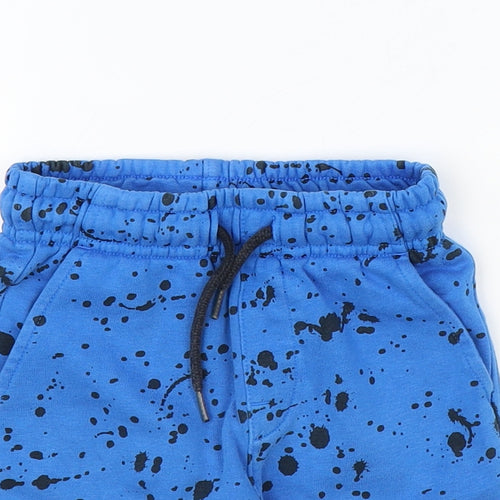 George Boys Blue Geometric Cotton Sweat Shorts Size 4-5 Years Regular Tie - Paint Splatter