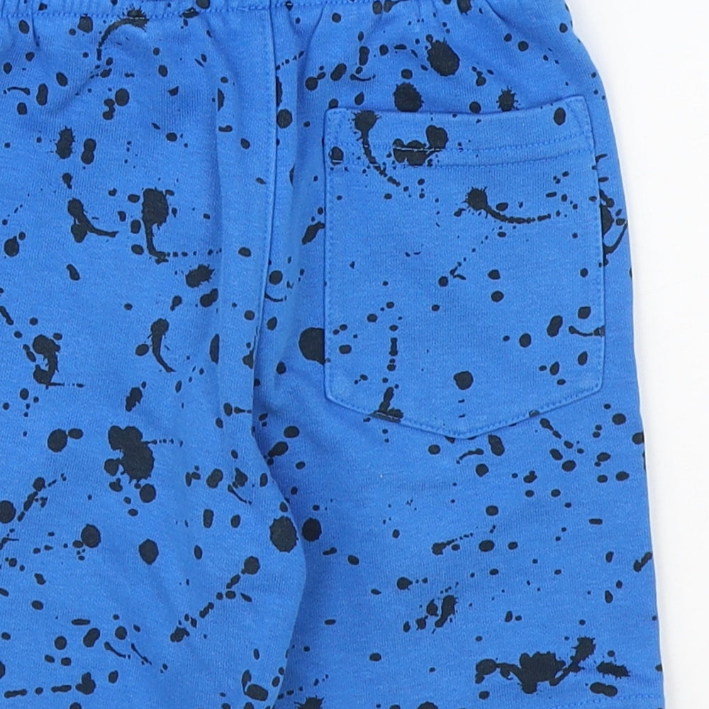 George Boys Blue Geometric Cotton Sweat Shorts Size 4-5 Years Regular Tie - Paint Splatter