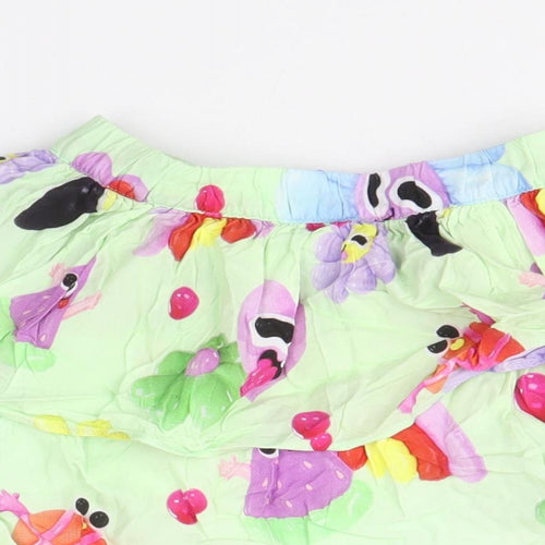 H&M Girls Green Floral Viscose Mini Skirt Size 4-5 Years Regular Pull On