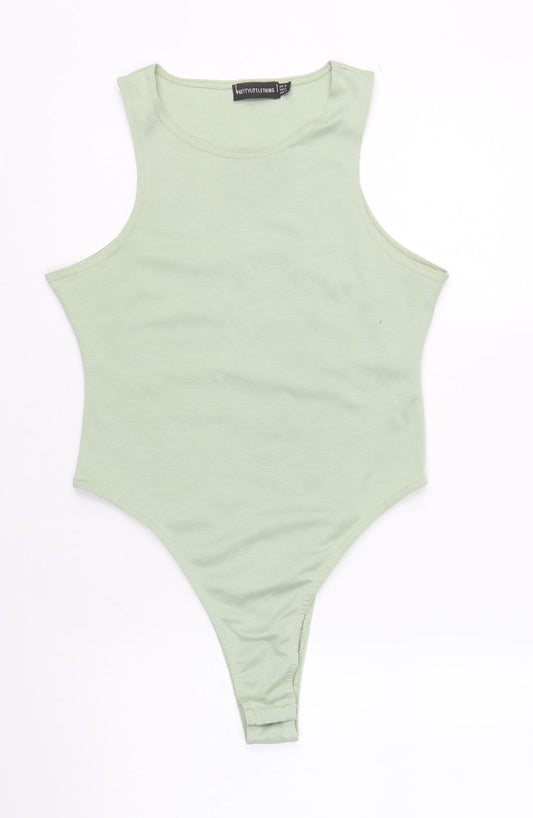 PRETTYLITTLETHING Womens Green Polyester Bodysuit One-Piece Size 12 Snap